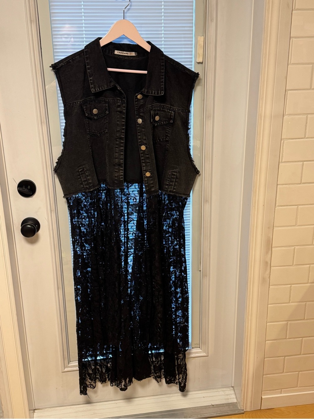 Black denim vest with lace - feminine yeehaw!